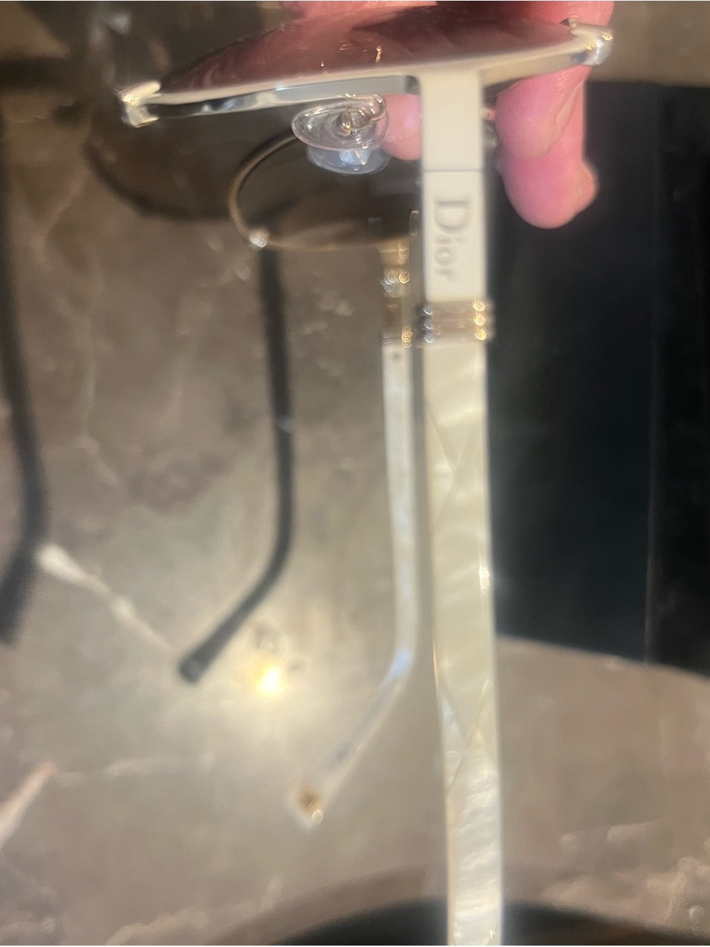 Dior Pearl-Effect White and Gold Sunglasses